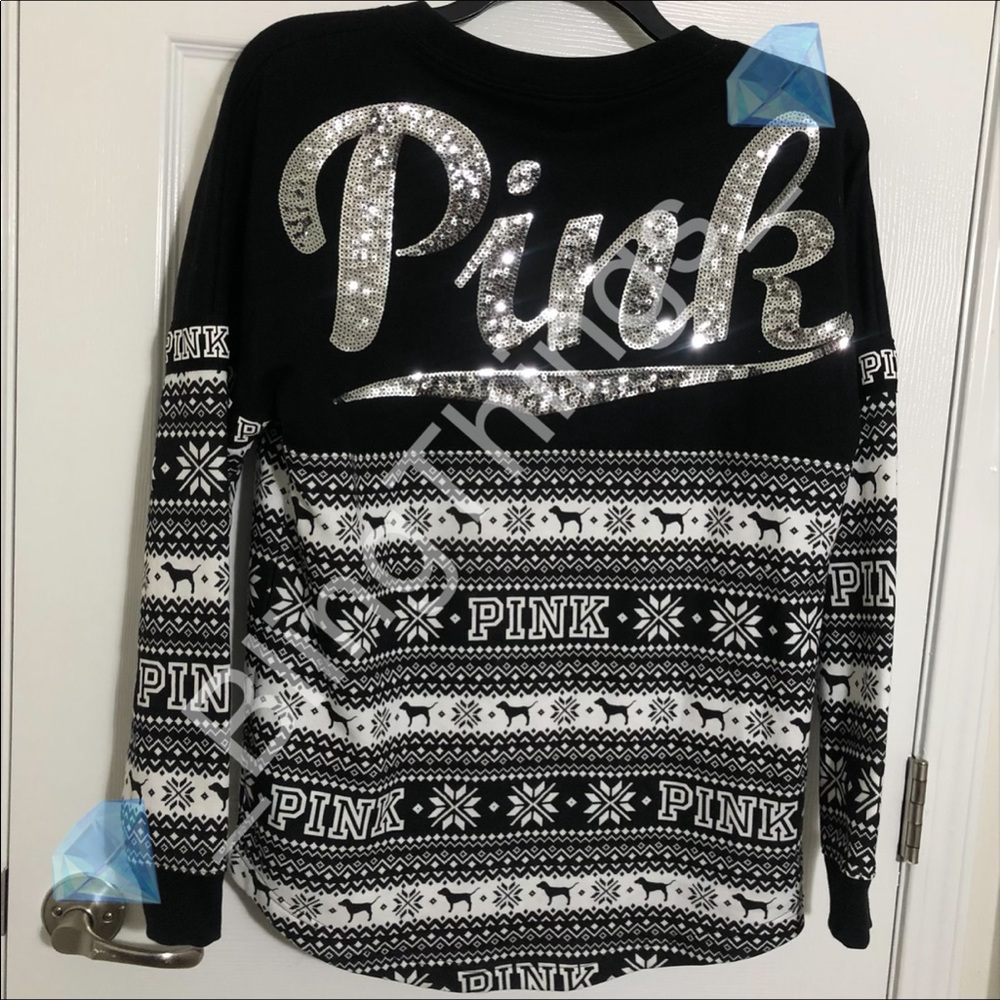 💎Rare VS PINK Fair Aisle Christmas Bling Crewneck💎